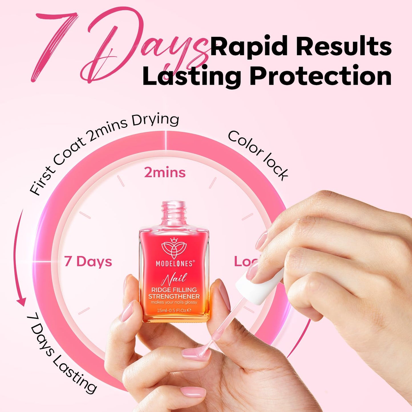 modelones Nail Strengthener Jelly Pink Nail Polish Repair 8-in-One Nail Ridge Filler Nail Strengthener and Growth for Damaged Nails 15ml-BrightBean Baby