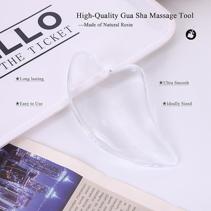 Transparent Gua Sha Facial Tools Natural Resin Face Massage Tool, Body Gua Sha Lymphatic Drainage Massager Fascia Blaster for Cellulite Remove Skin Care, Relieve Muscle Tension and Jawline Sculpting-BrightBean Baby