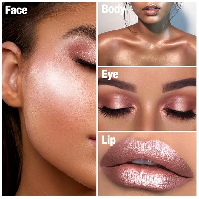 Chubby Cream Highlighter Stick for Face, Glitter Eyeshadow Makeup, Highlight Stick, Face Highlighters & Luminizers, Light Pink Peach Shimmer-BrightBean Baby