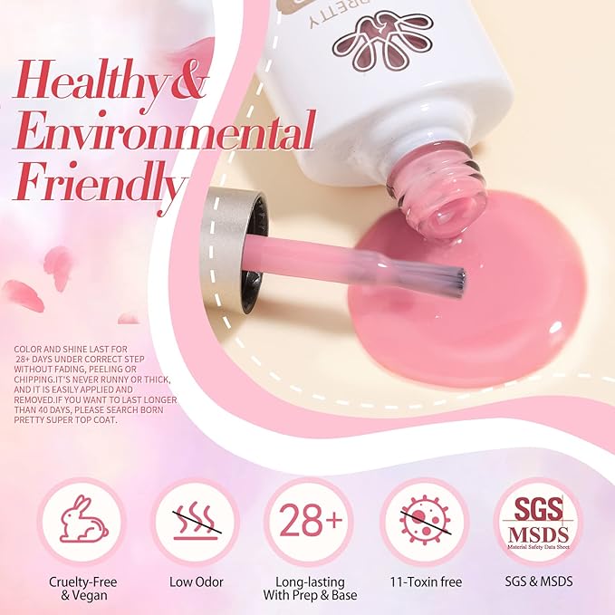 Born Pretty Jelly Nude Pink Gel Nail Polish Sheer Transparent Gel Polish 6Colors Soak Off U v Light Cure Gel Polish Kit for Salon and Nail Art DIY at Home-BrightBean Baby