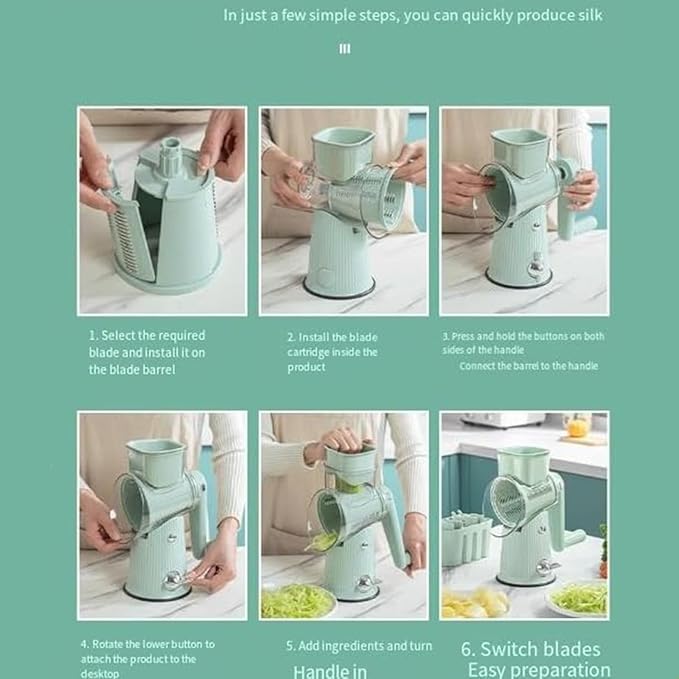 5 in 1 Food Chopper, Multifunction 5 in 1 Chopper Vegetable Cutter Slicer, 5 in 1 Rotary Cheese Grater Vegetable Slicer,Easy to Clean Kitchen Gadgets with Storage Box