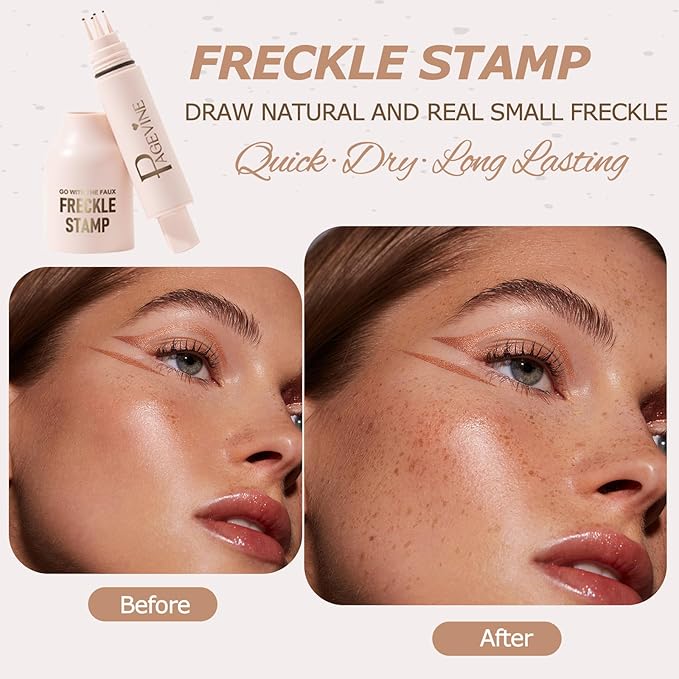 Freckle Stamp Pen, Fake Freckle Stamp Makeup Tool, Faux Freckle Stamp with Quick Dry 5-Point Multi-Prong Soft Tip, Waterproof & Long Lasting Lifelike Sunkissed Face Freckle Makeup (4# Espresso)-BrightBean Baby