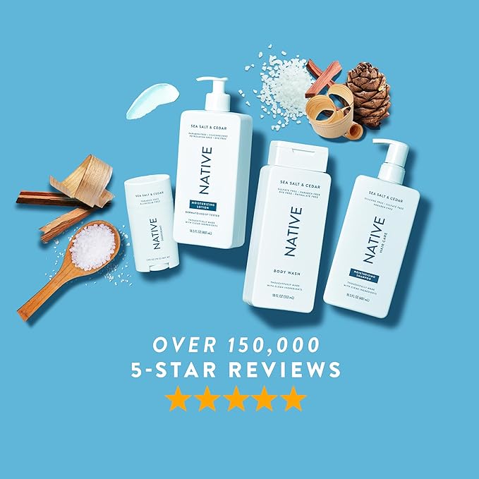 Native Body Lotion Contains Naturally Derived Plant-Based Moisturizers for Women and Men | Restores Dry Skin, Sea Salt & Cedar, 16.5 fl oz-BrightBean Baby