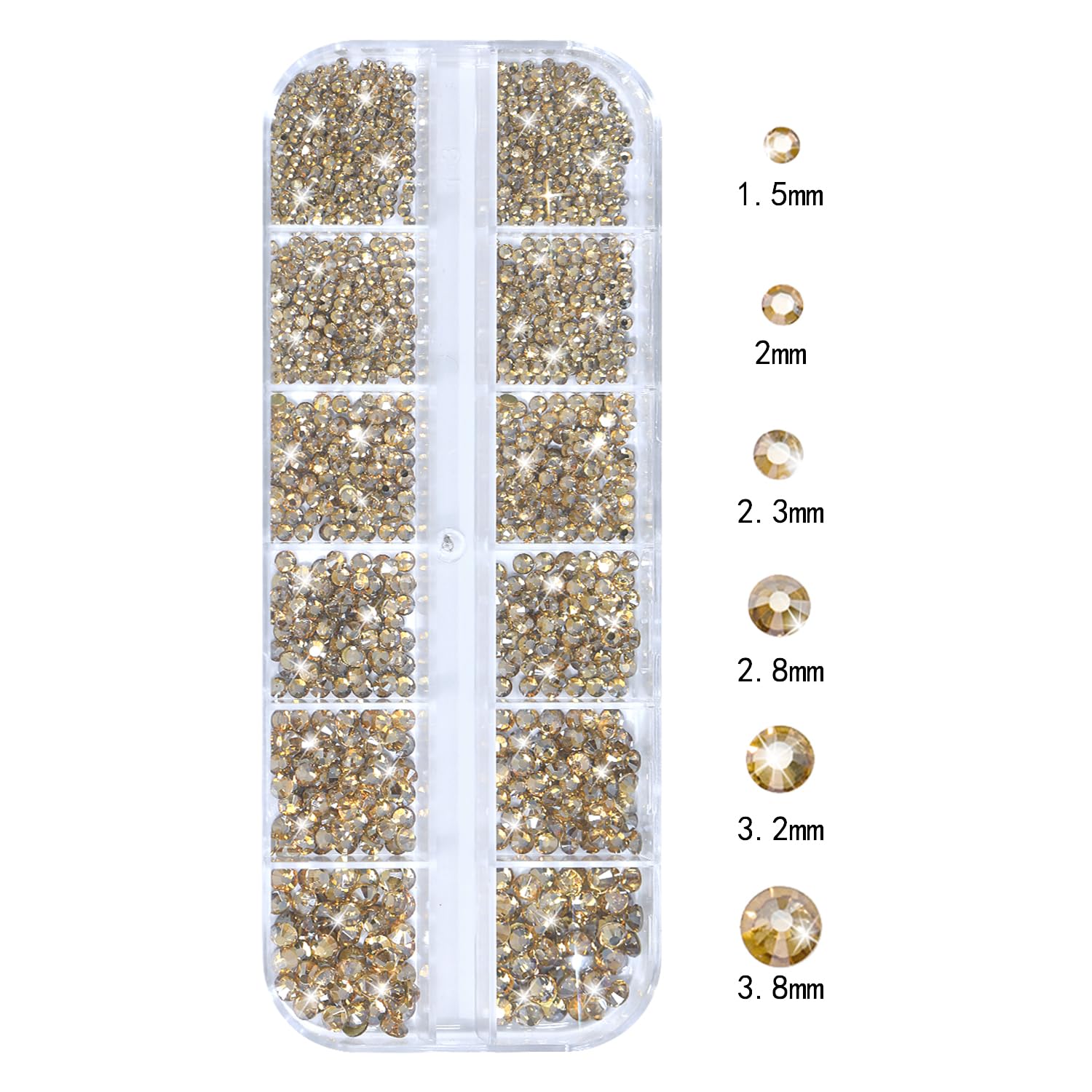 HNUIX Nail Rhinestones - 3D Multi Shape Size Crystal, Champagne Gold Nail Gems, Flat Back, with Kit, for Nail Art, DIY Decorations-BrightBean Baby