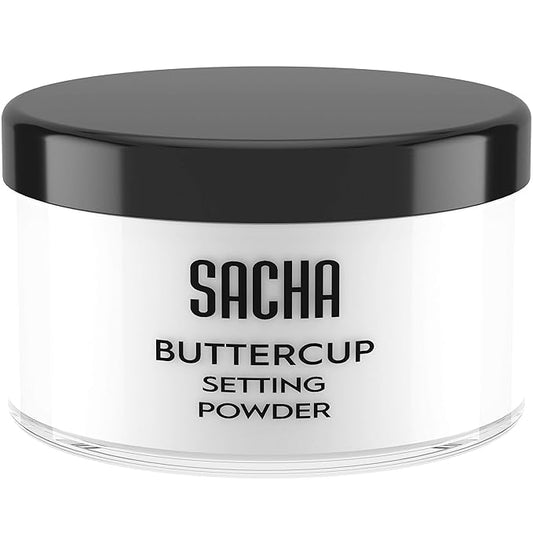Sacha BUTTERCUP No Color Setting Powder Makeup 1.75 Oz. Translucent Setting Powder for Oily Skin Finishing Powder Loose Powder Makeup Blurring Powder Blurs Fine Lines and Pores For All Skin Tones-BrightBean Baby