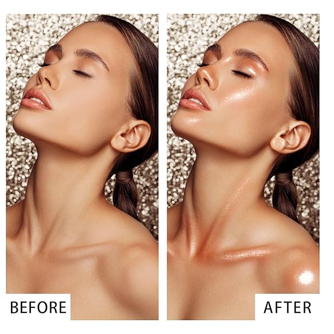 Shimmer Body Oil, Face and Body Liquid Luminizer Waterproof Moisturizing, Light Shimmer Glow Illuminator, Smooth Body Highlighter Makeup Liquid Body Shimmer (3# Bronze Gold)-BrightBean Baby