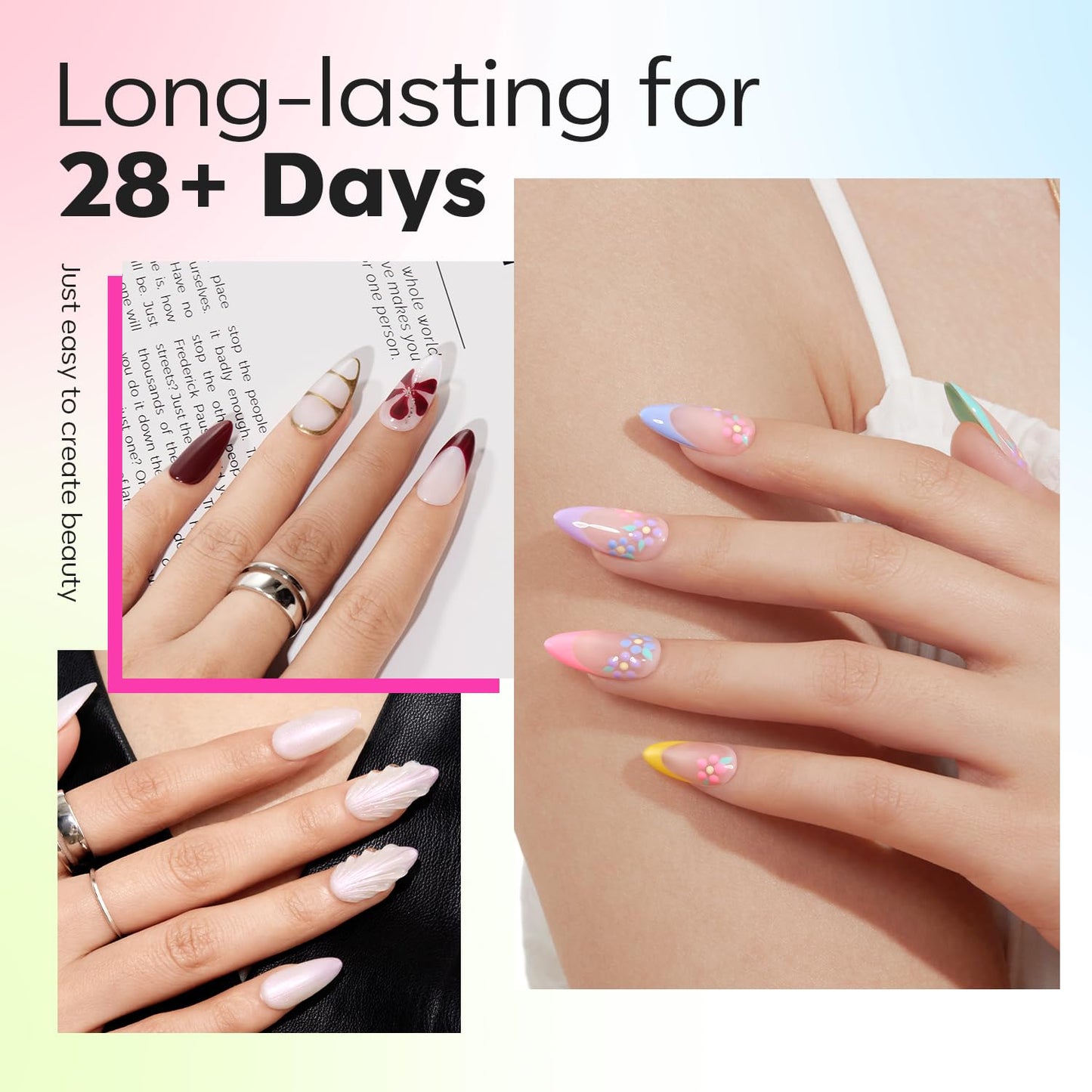 Modelones Pointed Almond Fake Nail Tips - 510Pcs Medium Gel Tips Pre-shaped Half Matte Full Cover Clear Acrylic Gel Kit False Press on Nails for Extension DIY Salon 15Sizes-BrightBean Baby