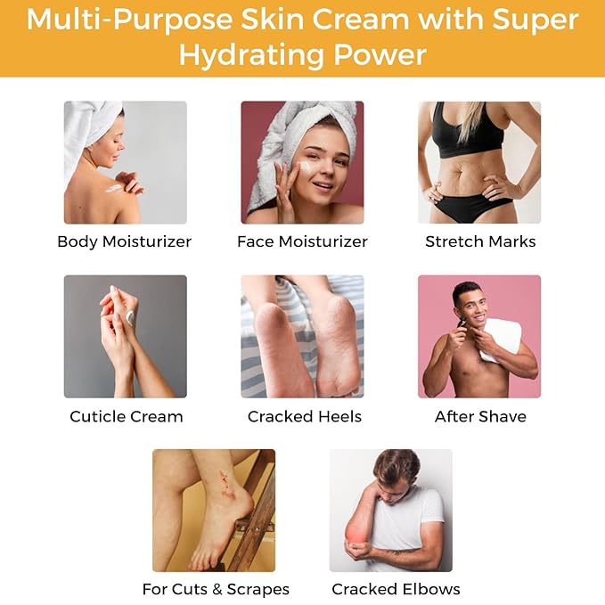 RaGaNaturals Natural Mango Butter Body Cream for Dry Skin for Women, Men - Tropical Plant-Based Hydrating Moisturizer with Avocado Oil and Vitamin E - Non-Greasy, Vegan, Cruelty-Free, Smell Good -8 Oz-BrightBean Baby