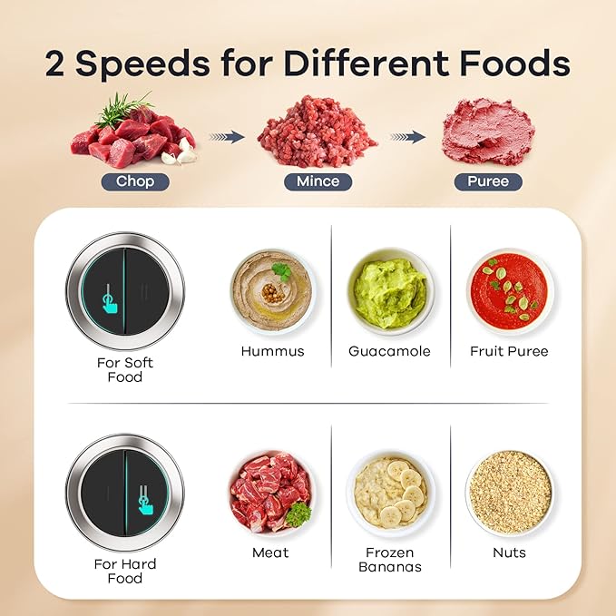GANIZA Electric Food Processor with Meat Grinder & Vegetable Chopper - 450W Dual 8 Cup Bowls