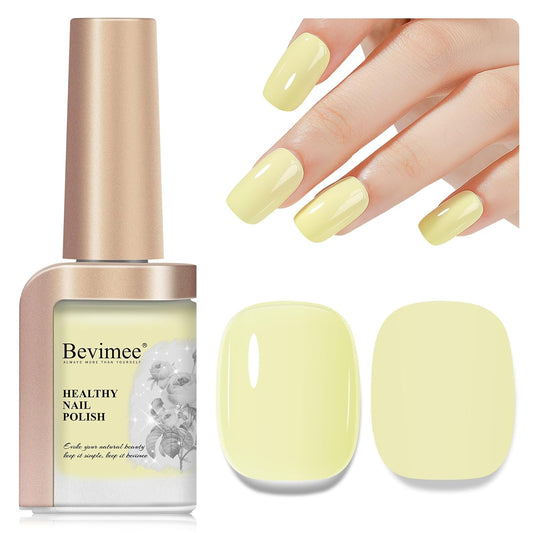 Yellow Nail Polish Quick Dry Pastel Nail Lacquer Sheer Color, Light Yellow Regular Fast Dry Fingernail Polish Bulk Non Gel Long-Lasting DIY Salon Gift For Women-BrightBean Baby
