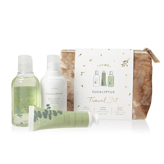 Thymes Travel Set and Beauty Bag - Contains Body Wash, Body Lotion & Hand Cream - Eucalyptus-BrightBean Baby