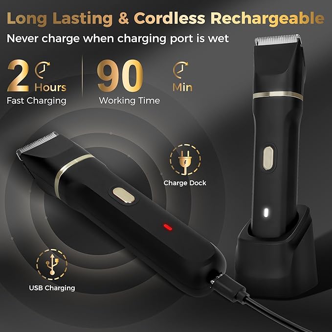 Bikini Trimmer for Women, 5-in-1 Waterproof Electric Razors for Women, Painless Pubic Hair Trimmer, Rechargeable Electric Shaver, Bikini Razor with Travel Case, Body Shaver & Face Nose Trimmer, Black-BrightBean Baby