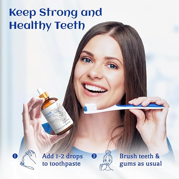 HIQILI 100ML Clove Oil for Teeth and Gums, Tooth Aches, Spray, Aromatherapy, 100% Pure Natural - 3.38 Fl Oz-BrightBean Baby