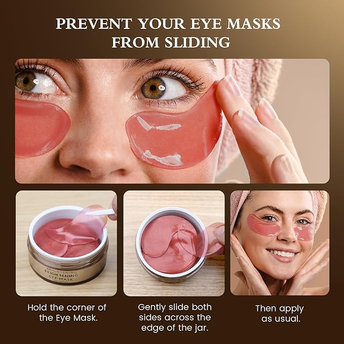 Caffeine Brightening Eye Masks - Under Eye Patches for Dark Circles, Eye Bag, Wrinkle, Puffiness with Hyaluronic Acid - Hydrating Eye Masks for Women and Men, Less Tired-BrightBean Baby