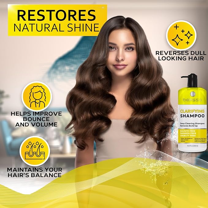 Clarifying Shampoo for Women and Men - Ideal for Oily Hair and Build Up - Gentle, Moisturizing Sulfate Free Formula - Safe for Color Treated, Curly Perms and Dry Scalps - Remove Chlorine for Swimmers-BrightBean Baby