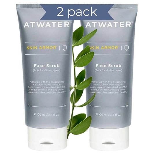 ATWATER Skin Armor Exfoliating Face Scrub,Men’s Facial Cleanser - Smoothes and Cleans Skin to remove Dead Skin - Travel Size Mens Face Exfoliator Leaving you Fresh and Vibrant - 3.4 oz (2 pack)-BrightBean Baby