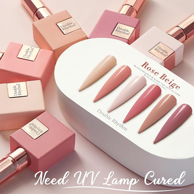 Double Rhythm 6 Pcs 15 ML Gel Polish Set Same Color Same Bottle Soak Off Gel Polish Kit Nail Art Manicure Salon DIY at Home for Women (Rose Beige Nude Cream Rose Coral-T6-20)-BrightBean Baby