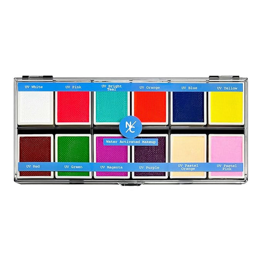 UV 12-Color Palette - Water-Activated Neon Glow Makeup for Face & Body - Fluorescent Shades for SFX, Party Makeup, Cosplay & Theatrical Performances-BrightBean Baby