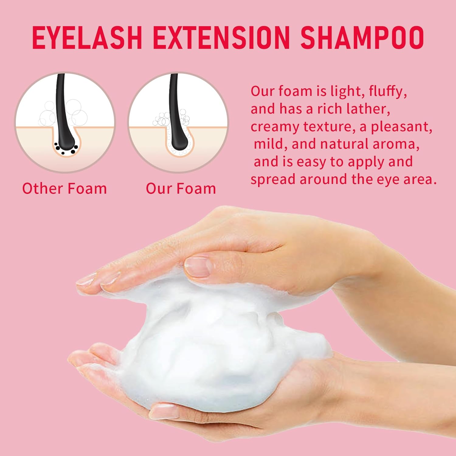 Lash Shampoo Bulk, Eyelash Cleanser for Extensions 2 Liters, Safe Makeup Remover, Non-irritating or Burning Eyelid Foaming Cleanser for Professional Salon and Home Use (Rose-2L)-BrightBean Baby