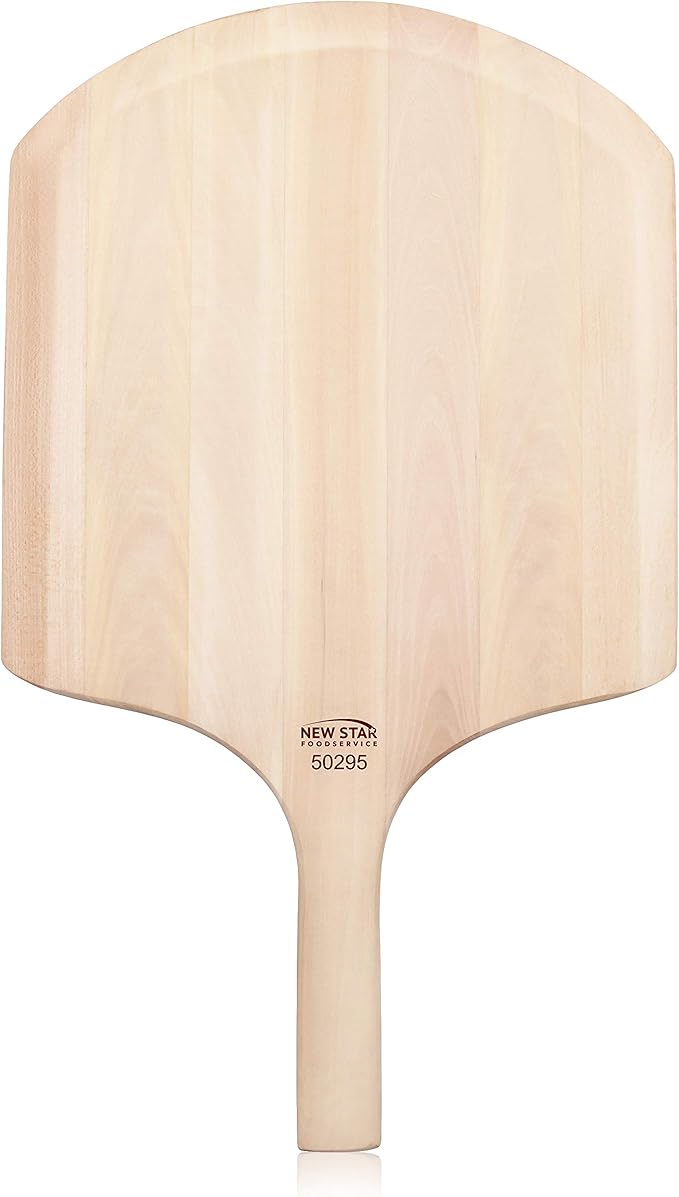 New Star Foodservice 50295 Restaurant-Grade Wooden Pizza Peel, 16" L x 14" W Plate, with 10" L Wooden Handle, 24" Overall Length