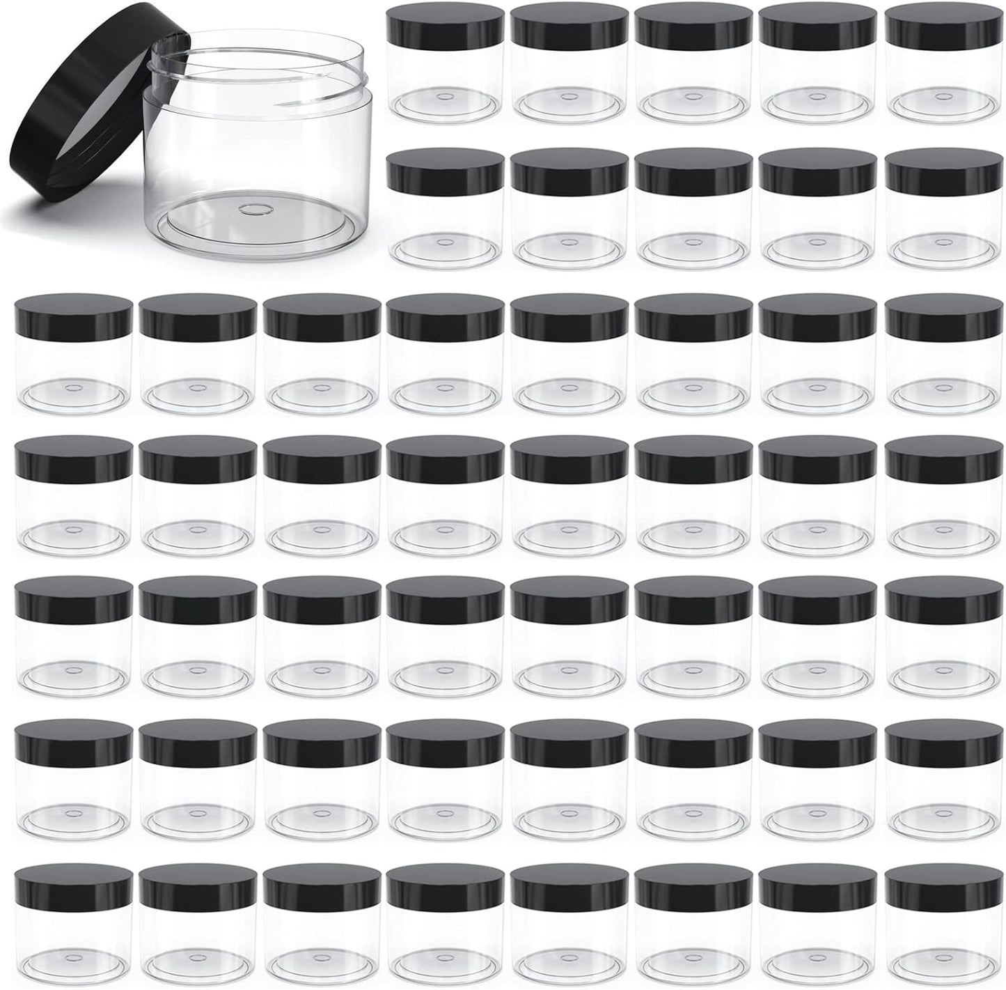 50 Pieces 4oz Plastic Jars with Lids Clear Round Cosmetic Container Empty Storage Jars for Makeup,Jewelry,Samples,Travel Storage-BrightBean Baby