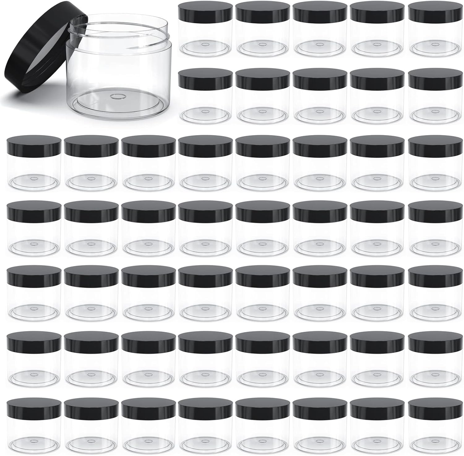 50 Pieces 4oz Plastic Jars with Lids Clear Round Cosmetic Container Empty Storage Jars for Makeup,Jewelry,Samples,Travel Storage-BrightBean Baby