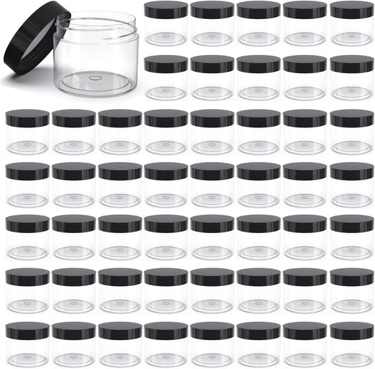 50 Pieces 4oz Plastic Jars with Lids Clear Round Cosmetic Container Empty Storage Jars for Makeup,Jewelry,Samples,Travel Storage-BrightBean Baby