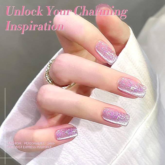 Born Pretty Cat Magnetic Eye Gel Nail Polish, Mermaid Aurora Holographic Pink Blue Green Yellow Gel Polish, Soak Off U V LED Gel Polish Nail Art Design Manicure Salon DIY Home 7ML 6PCS-BrightBean Baby