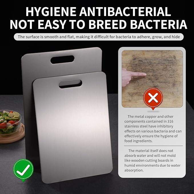 Katuchef Titanium Cutting Board 2025 New Upgrade Pure Titanium Cutting Boards for Kitchen Double Sided Cutting Boards Non Toxic,Hygiene Durable Chopping Board Suitable for Dishwasher Safe(18.11*11.81)