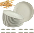 12 Pcs Unbreakable Deep Dinner Plates Set, 9 inch Reusable Plastic Wheat Straw Plates, Microwave and Dishwasher Safe Plate for Kitchen, Lightweight Plate for Dessert, BPA Free, Beige