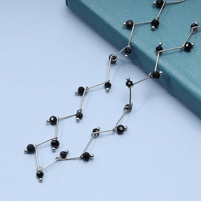 Black Crystal Choker Necklace Short Black Beaded Choker Necklace Silver Chain Necklace Minimalist Necklace Jewelry for Women and Girls-BrightBean Baby