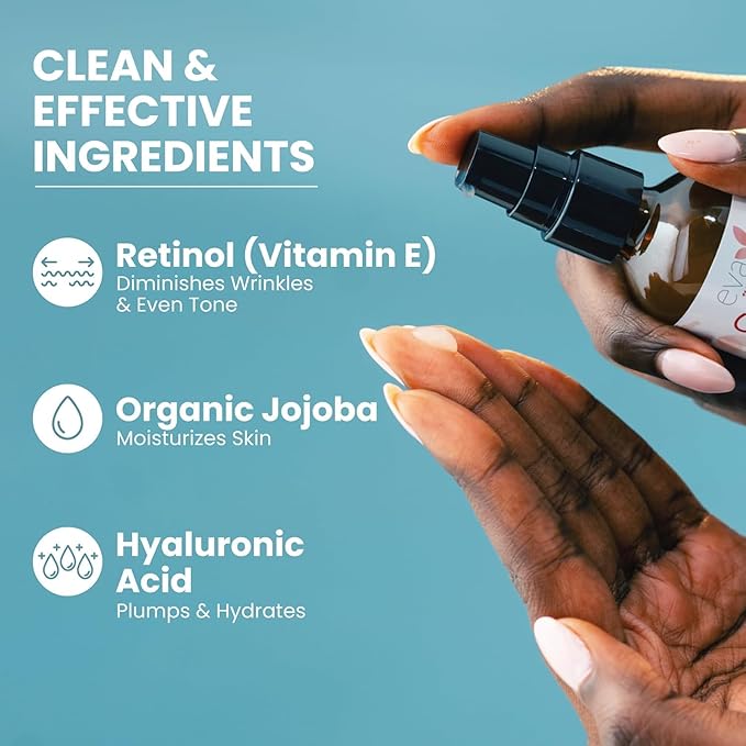 Retinol Serum by Eva Naturals - 2.5% Retinol Serum for Face with Hyaluronic Acid, Vitamin E & Organic Aloe - Retinol Face Serum that Reduce Wrinkles, Fine Lines & Dark Spots - Anti Aging Serum, 2 Pack-BrightBean Baby