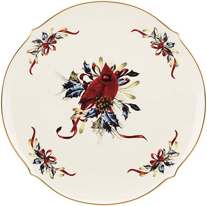 Lenox 853785 Winter Greetings Round Serving Turkey Platter, Christmas Hosting