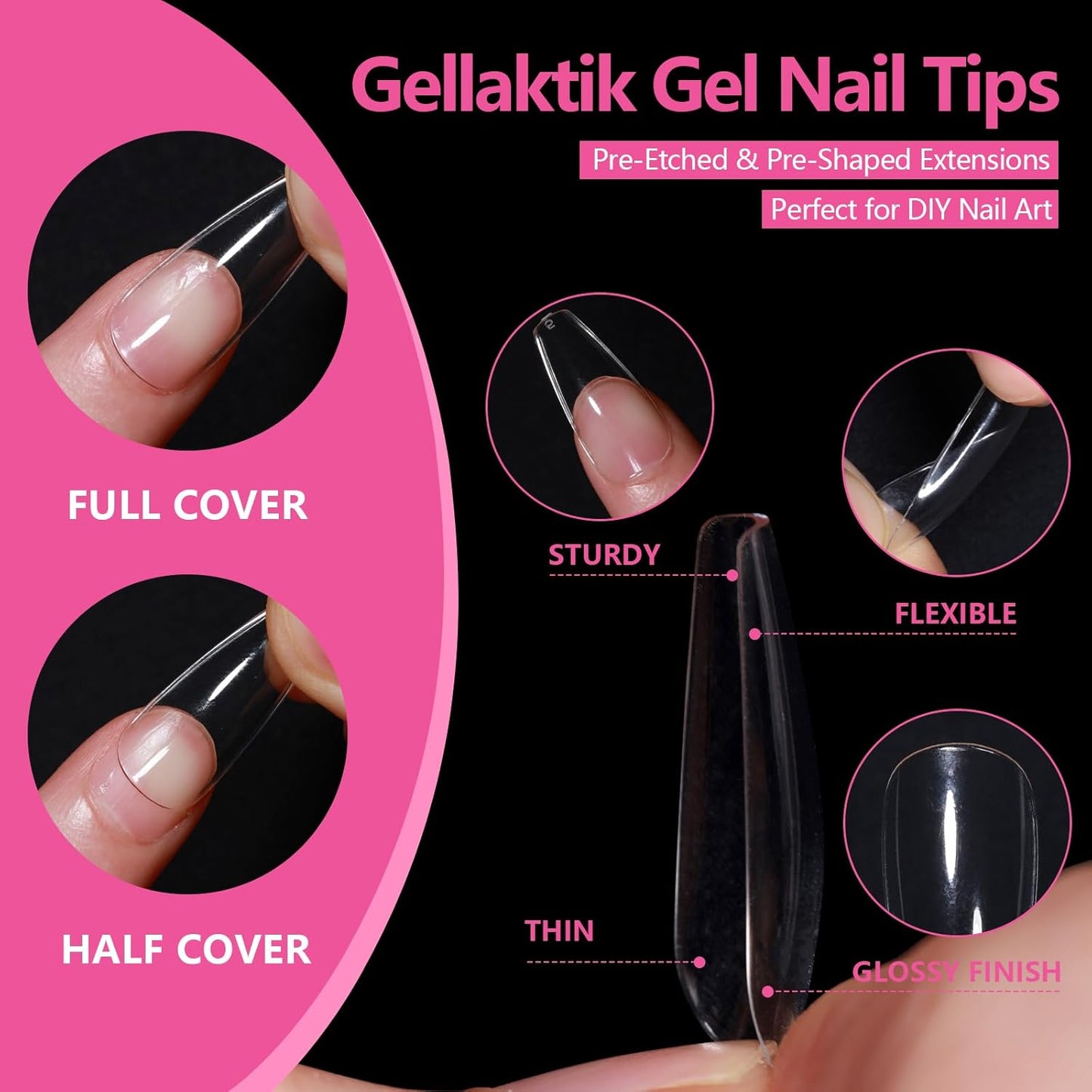 Medium Square Nail Tips 500PCS, Clear Acrylic Full Cover Gel Press on Nail Tips for DIY, 10 Sizes Pre-Shaped False Nails with Glossy Finish, Professional Manicure Kit & Easy Application-BrightBean Baby