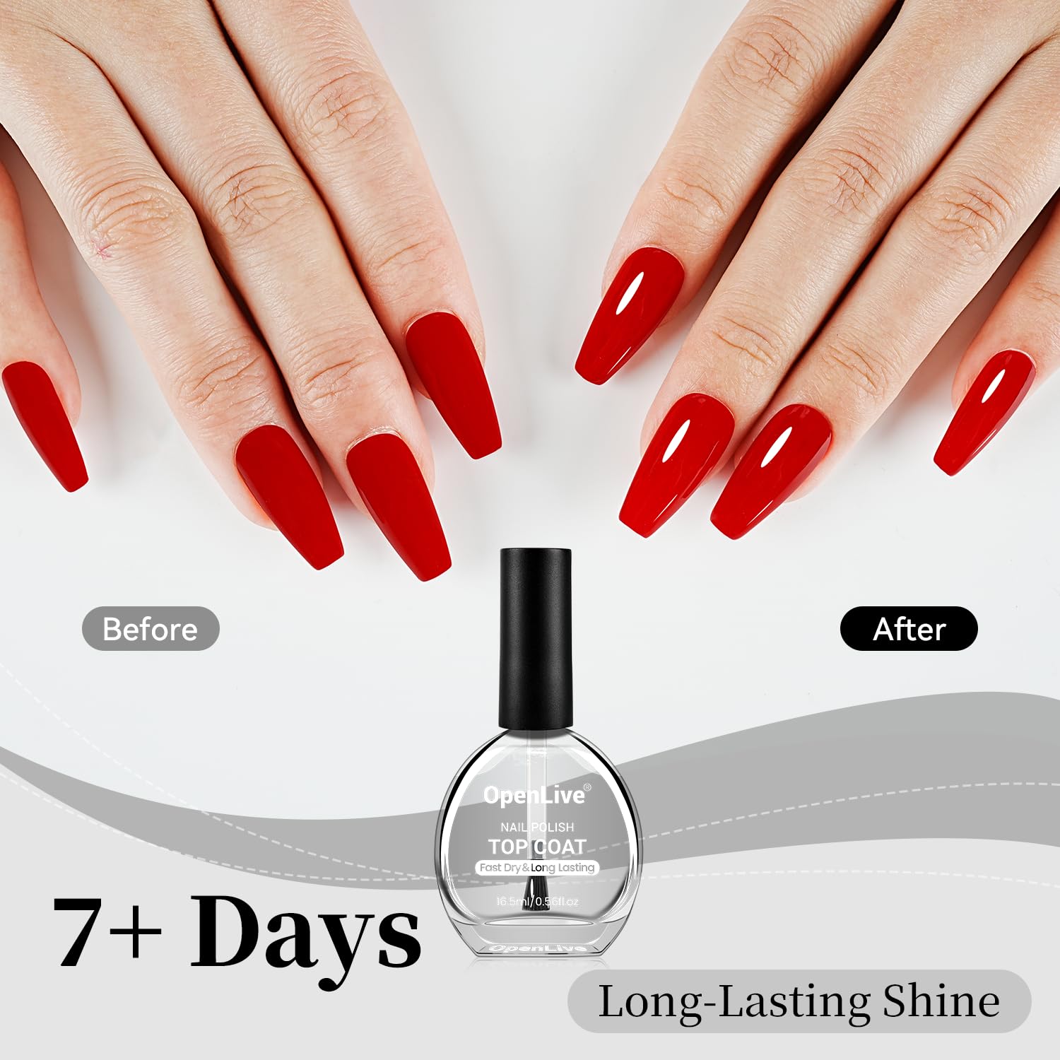 16.5ml Top Coat Clear Nail Polish, Quick Dry High Gloss Shine Large Volume Top Coat, Long Wear and Scratch Resistant for Women Salon DIY Nail Art-BrightBean Baby