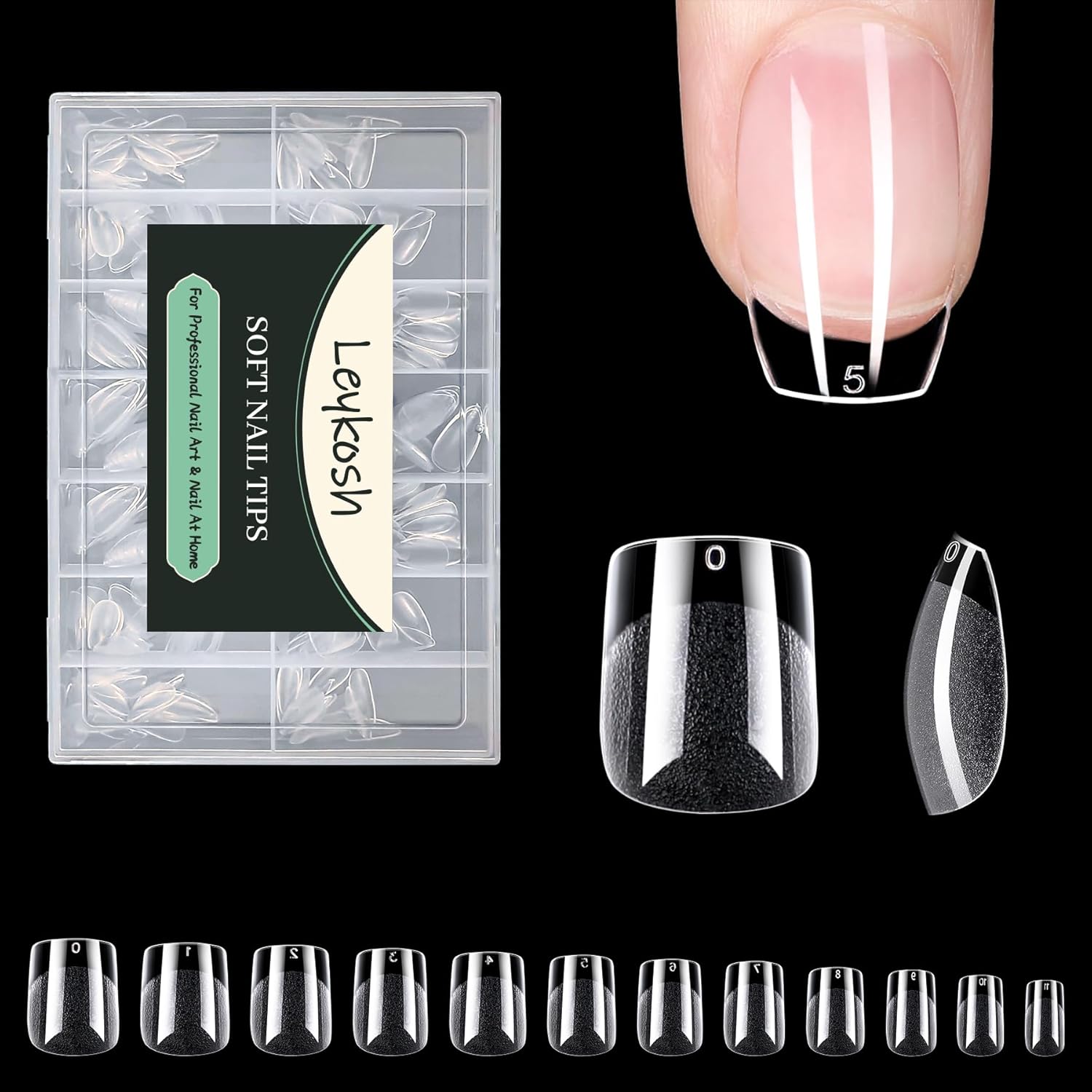 Extra Short Square Nail Tips, 216pcs Acrylic Soft Fake Nails Gel Nail Tips, Full Cover Pre-Shaped Matte Clear Press on Nails for Extension, Diy at Home Manicure 12 Sizes-BrightBean Baby