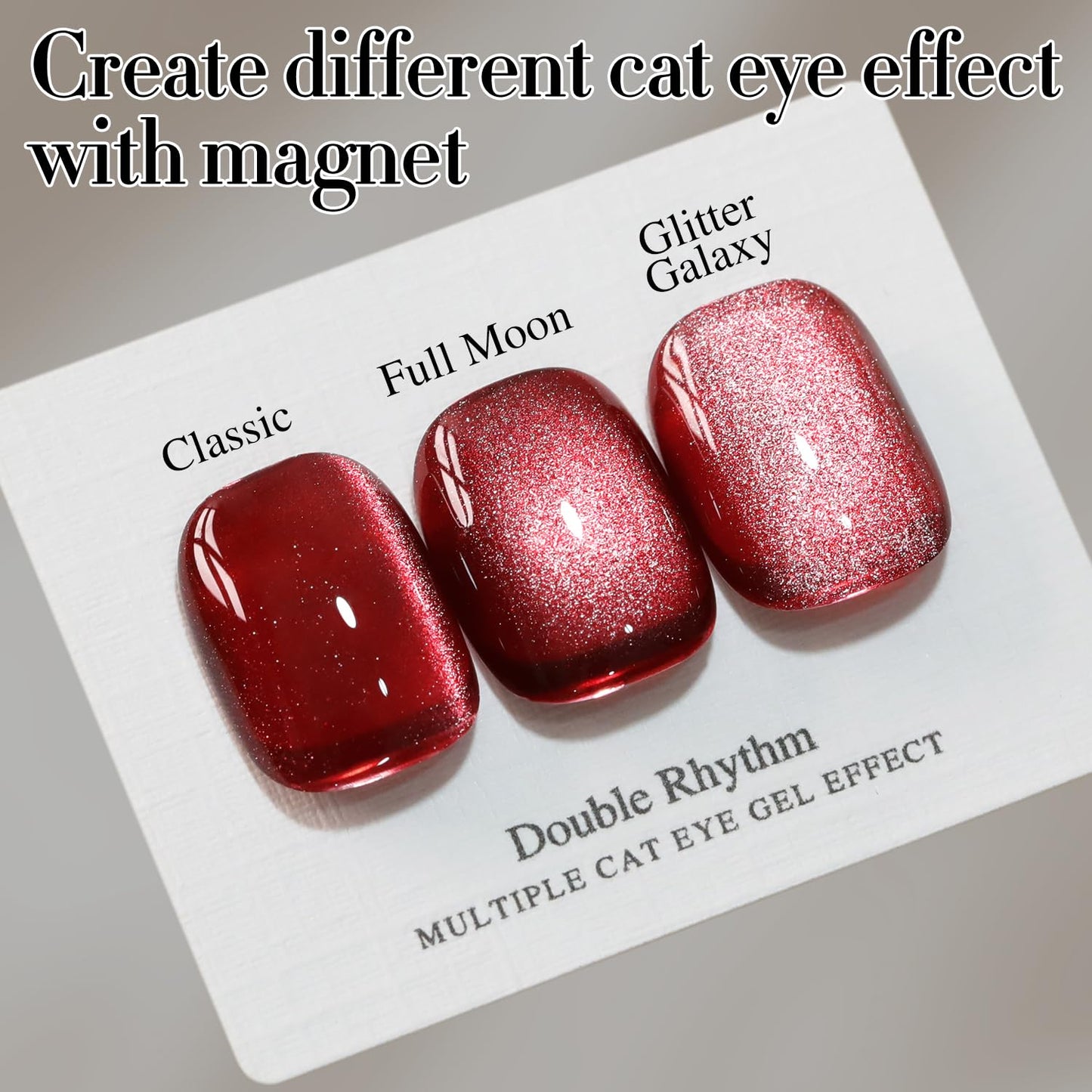 Double Rhythm Jelly Glass Cat Eye Gel Polish with Magnet 15ML Holographic Glitter Shimmer Translucent Sheer Color Magnetic Nail Polish Salon DIY at Home (Dark Red-MC1054)-BrightBean Baby