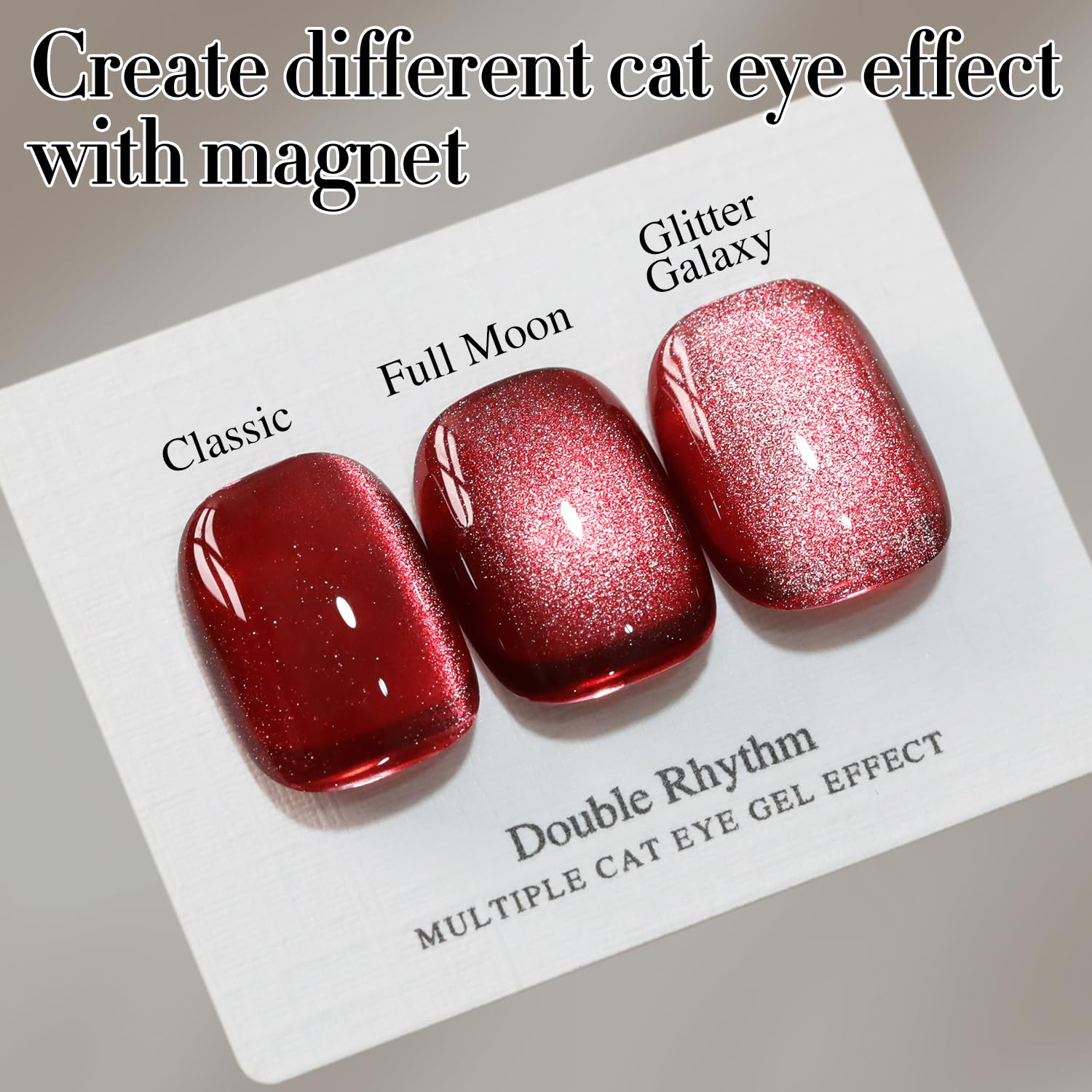 Double Rhythm Jelly Glass Cat Eye Gel Polish with Magnet 15ML Holographic Glitter Shimmer Translucent Sheer Color Magnetic Nail Polish Salon DIY at Home (Dark Red-MC1054)-BrightBean Baby
