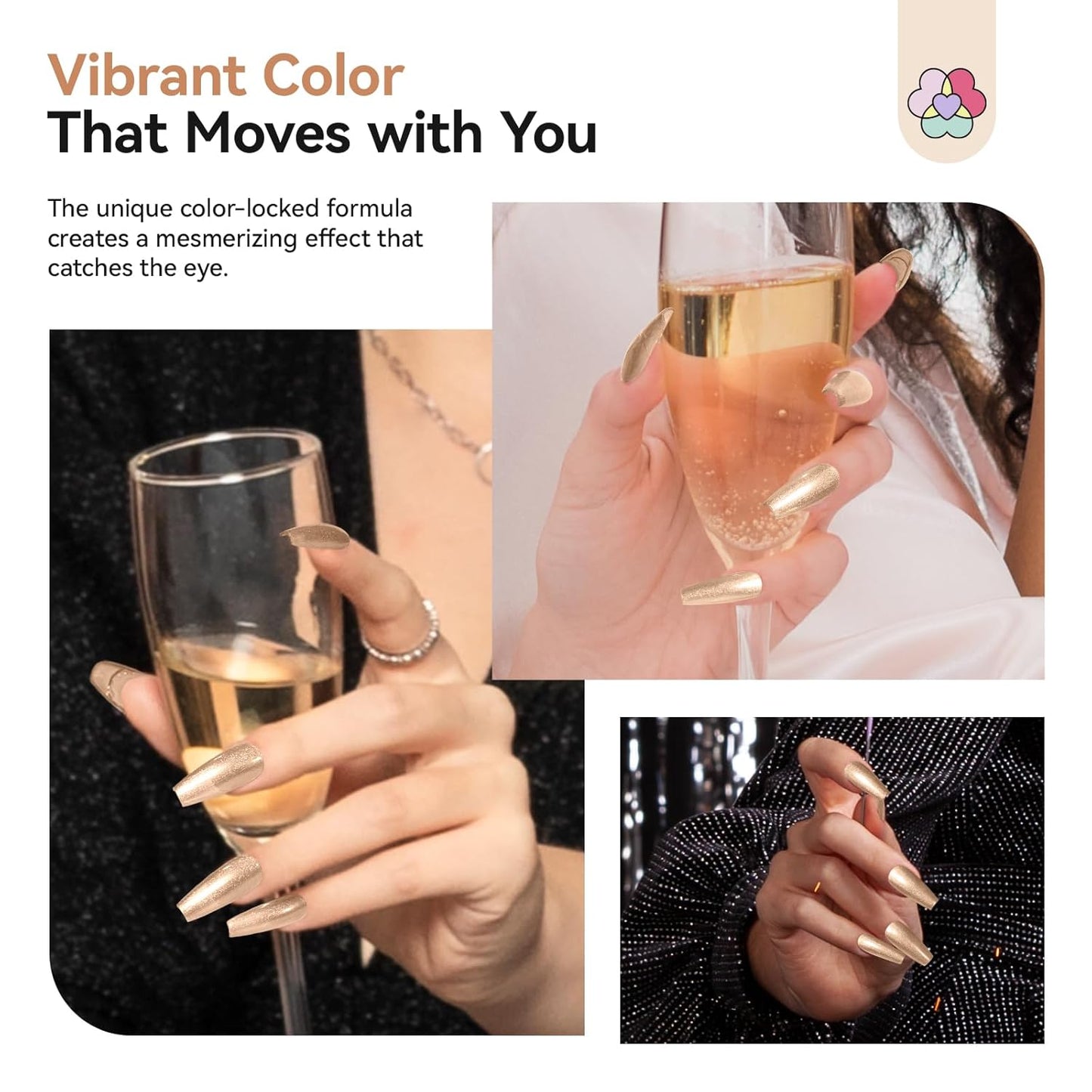 SAVILAND Color Artistry Champagne Gold Nail Polish - 7 Days Shimmer Holographic Metallic Glitter Fingernail Polish Sparkle Shiny Nail Lacquer for Toe Salon Manicure DIY Nail Art Home-BrightBean Baby