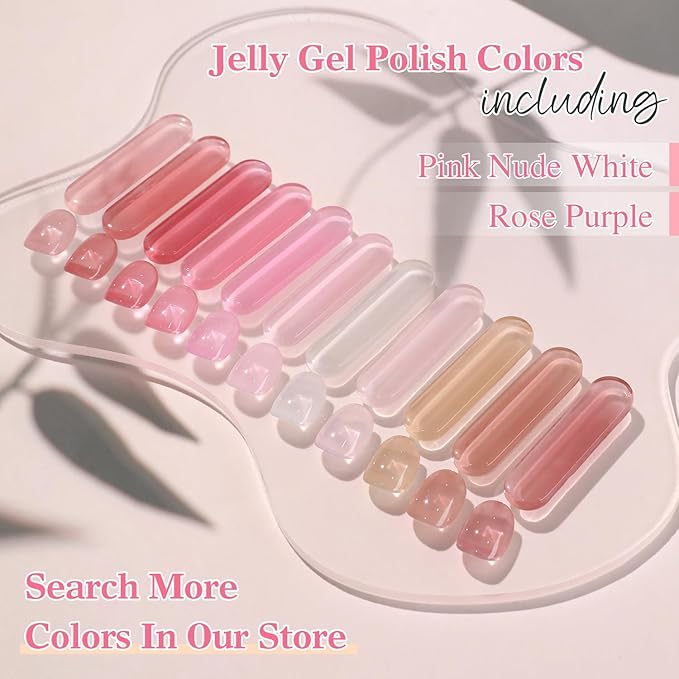Double Rhythm 28Pcs 0.5Oz Gel Nail Polish Set Same Color Same Bottle Soak Off Gel Polish Kit Nail Art Manicure Salon DIY at Home for Women (Jelly Sheer Clear Collection-T24-8)-BrightBean Baby