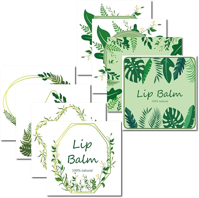 CRASPIRE Lip Balm Labels 80pcs Homemade Lip Balm Labels 2” Clear Lip Balm Labels for Tubes Printable Waterproof Lip Balm Stickers Labels for Lip Balm Handcream Candle Container（Leaves-White Green）-BrightBean Baby