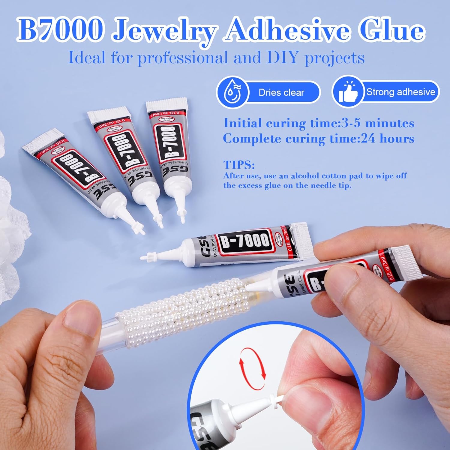 Canvalite Flatback Nail Pearls for Crafting, Multiple Sizes Half Pearls with 5Pcs B7000 Jewelry Glues & Picker Tools Bedazzling Bead for DIY Crafts Clothing Tumblers Shoes Decors Nail Art-BrightBean Baby