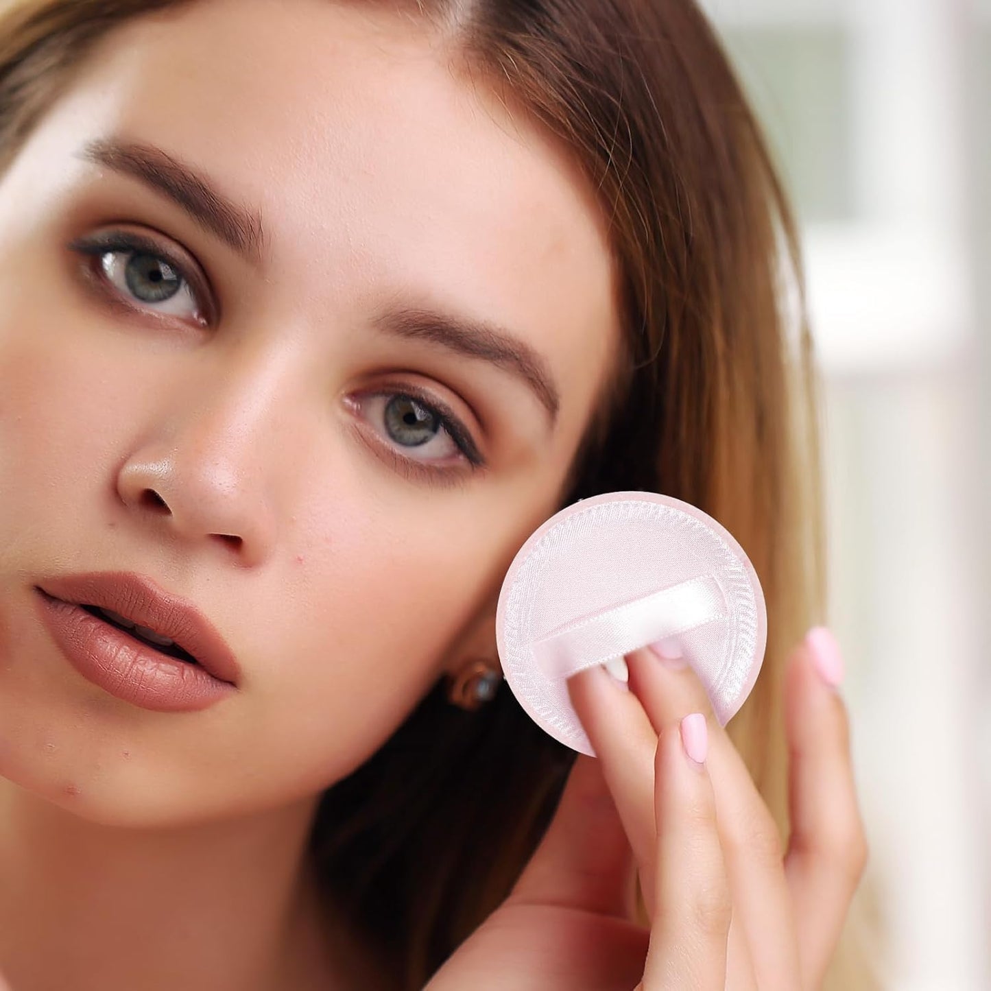 12 Pcs Makeup Powder Puff Cotton Powder Puffs for Face Powders Makeup Puffs for Powders Small Velour Puff Soft Pads Washable Face Compact for Loose Setting Pressed Powder(2.36 Inch Skin Color)-BrightBean Baby