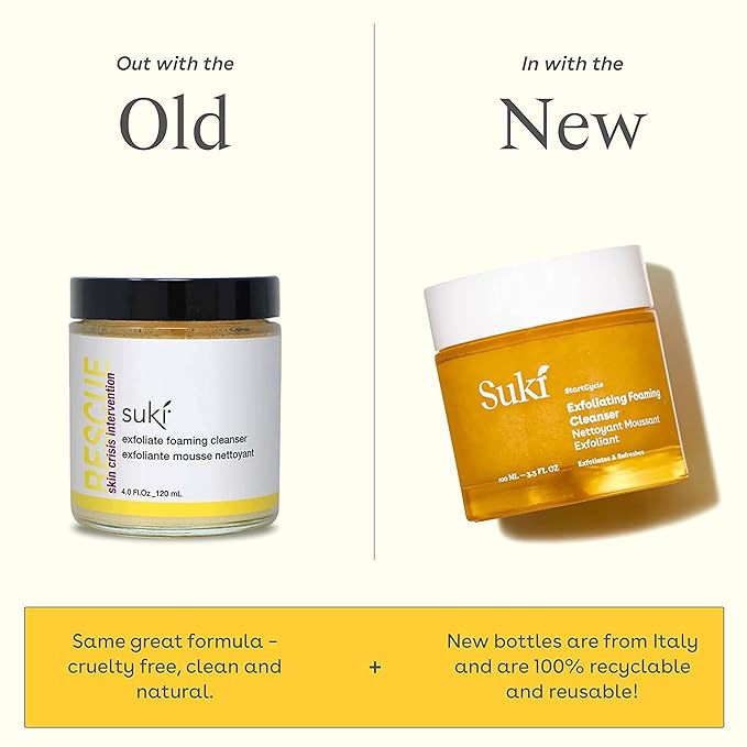 Face Scrub Exfoliating Face Wash | Suki Skincare Exfoliate Foaming Cleanser, Gentle Daily Scrub with Colloidal Oat & Raw Sugar, Natural Deep Pore Cleaner & Microdermabrasion Facial Exfoliator 3.38 oz-BrightBean Baby