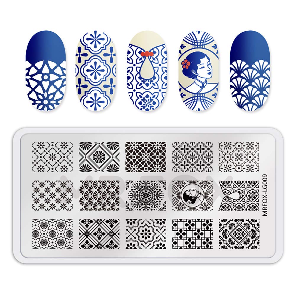 MR.FOX Nail Board Set - Chinese, Republic, Ancient Style Wedding Theme Pattern - Bubble Republic Style Art DIY Hot Stamping Template-BrightBean Baby