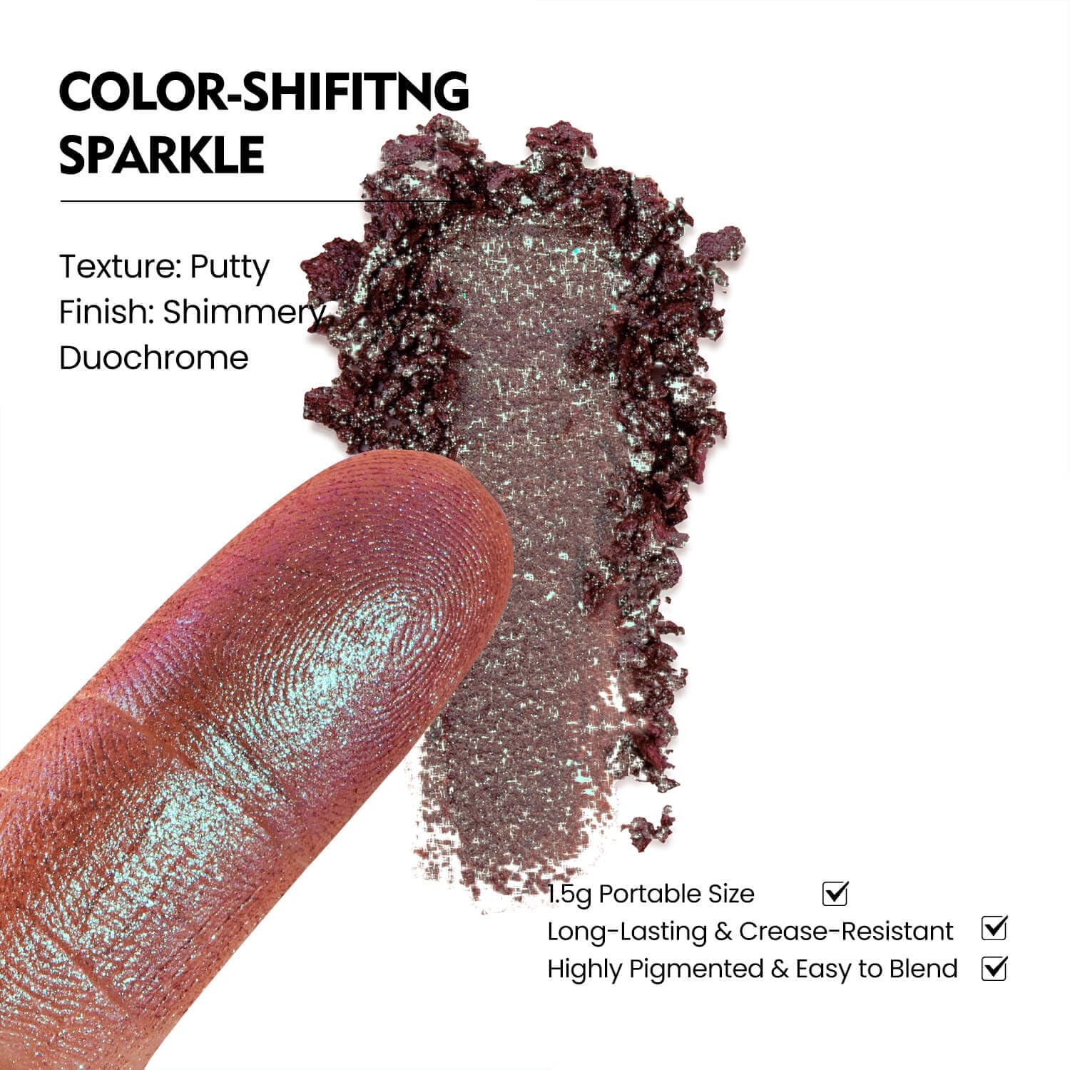 Chameleon Single Eyeshadow, Iridescent Blue-Purple, Pressed Powde, Square Pan,High Pigment, Smudge-Proof, Smooth Blend,Long-Lasting,Fits Magnetic Palettes (Nebula)-BrightBean Baby