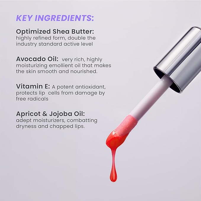 Wonderskin Lip Oil Rehab Serum - Tinted Lip Oil for Women, Hydrating, Moisturizing, and Non-Sticky Bright Red Tint Serum for Dry Lips (Flirt)-BrightBean Baby