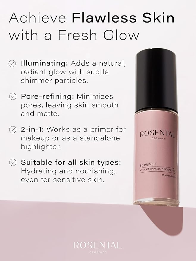 Organics BB Primer | with Niacinamide & Squalane – Pore-Refining, Illuminating, Hydrating Primer for a Fresh Glow Look and Smooth Texture, 25 ml-BrightBean Baby