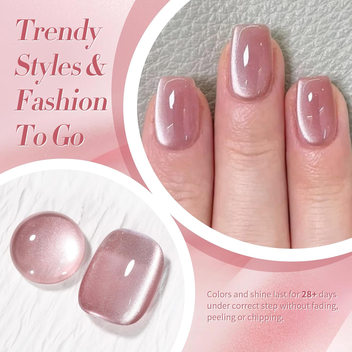 Born Pretty Cat Magnetic Eye Gel Nail Polish Cat Magnetic Gel Moonlight Dried Rose Color Cat Magnetic Glitter Nail Polish Nail Gel Soak Off Nail Art Salon Home Gift for Women 15ML-BrightBean Baby