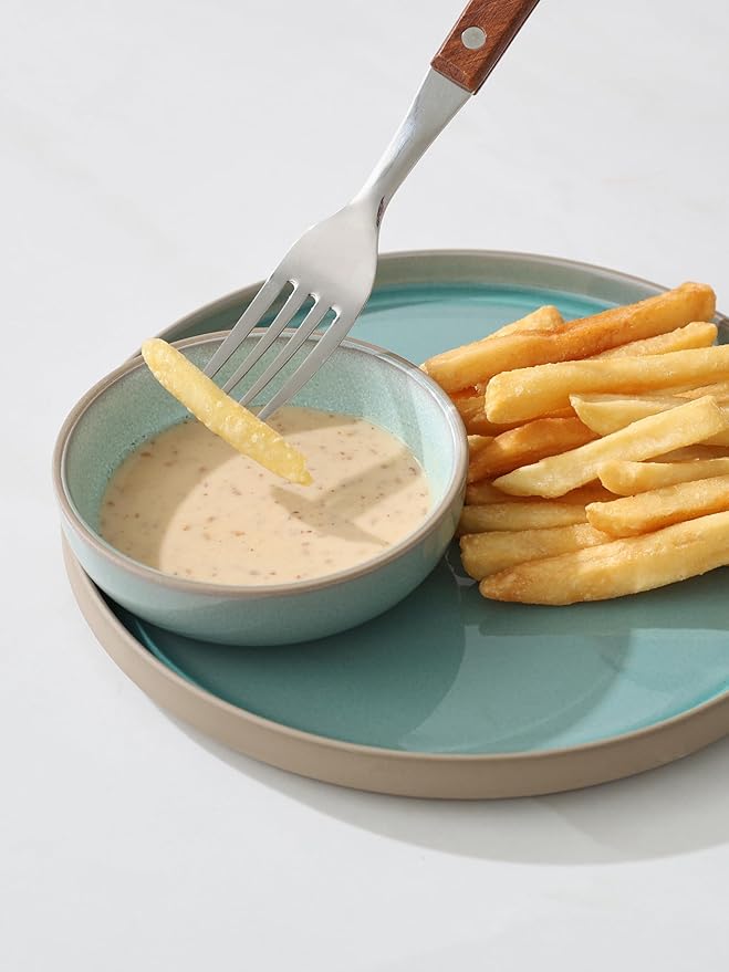 famiware Nature Ceramic Soy Sauce Dish, Dipping Bowls Set of 6, 3 oz Dipping Sauce Bowls/Dishes/Cups/Plates, Small Serving Bowls for Side Dishes, Condiments, Sushi, Appetizer, Dessert, Verdure